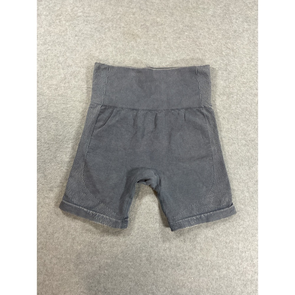 JoyLab Womens Ribbed Seamless Biker Shorts High Waisted Gray Athleisure 2114